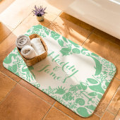 ミント&ホワイトシークリーチャーカップルハートモノグラム バスマット