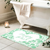 ミント&ホワイトシークリーチャーカップルハートモノグラム バスマット