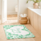 ミント&ホワイトシークリーチャーカップルハートモノグラム バスマット