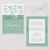 ミント、ホワイトフローラ披露宴エンクロージャカード エンクロージャーカード (正面/裏面)