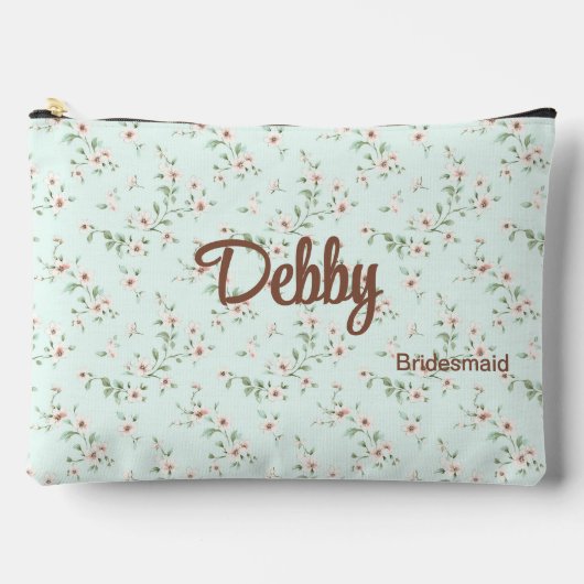 ミント+ホワイトロマンチックフローラ結婚披露宴 アクセサリーポーチ (正面)