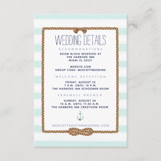 ミント&ホワイト航海のノット結婚ズ詳細 エンクロージャーカード (正面)