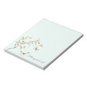 ミント ホワイト 花 蝶々   ノートパッド (回転)