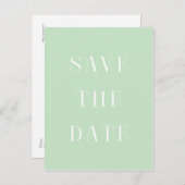 ミント&ホワイト SAVE THE DATE 現代風 タイプ ポストカード (正面/裏面)