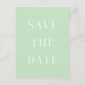 ミント&ホワイト SAVE THE DATE 現代風 タイプ ポストカード (正面)