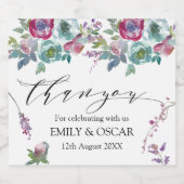 ミント&マウヴフローラの水の色結婚の スパークリングワインラベル (シングルラベル)