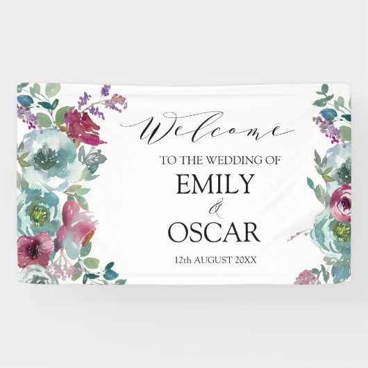 ミント&マウヴフローラの水の色結婚の 横断幕 (横)