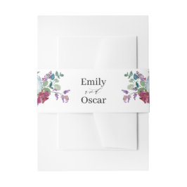 ミント&マウヴフローラウォーターカラー結婚ズ 招待状ベリーバンド