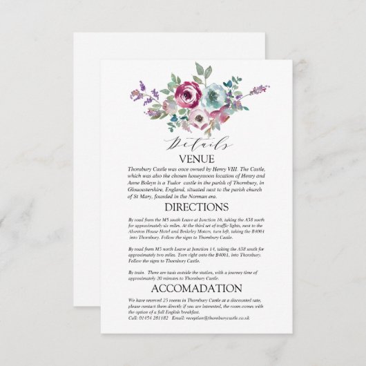 ミント&マウヴ結婚フローラ詳細 エンクロージャーカード (正面/裏面)