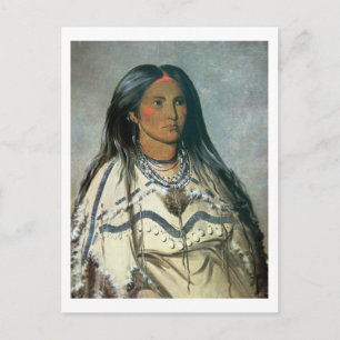 「ミント」、マンダンインディアンの女の子、1832年(カラー・リトボ) ポストカード