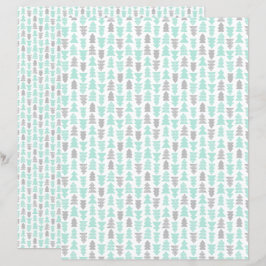 ミント&ライトグレークリスマスツリースクラップブック紙