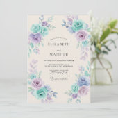 ミント ラベンダー 繊細な春のウェディング 招待状 (スタンド正面)