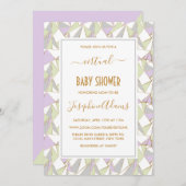 ミント·ラベ男女兼用ンダー幾何学的ベビー·シャワー 招待状 (正面/裏面)