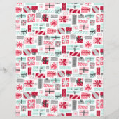 ミント&レッドクリスマスプレゼントスクラップブック紙 (正面)