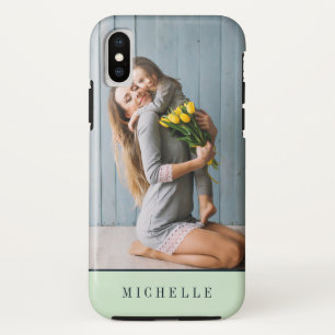 ミント 写真モノグラム(縦型) パーソナライズされた iPhone XSケース