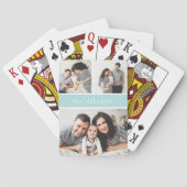ミント |家族パーソナライズされた名フォトコラージュ トランプ (裏面)