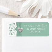 ミント、白フローラ印刷リボン戻りラベル ラベル (インサイチュ)