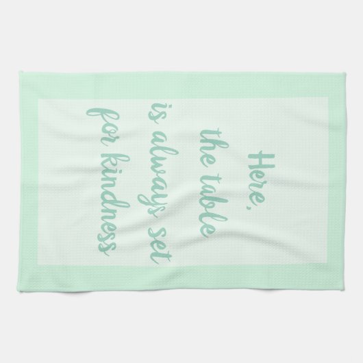 ミント – 白 キッチンタオル (横)