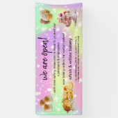 ミント&金ゴールドウィスクベーカリービジネスリオープニングピンク 横断幕 (縦)