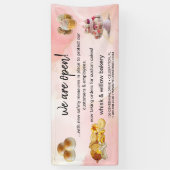 ミント&金ゴールドウィスクベーカリービジネスリオープニングピンク 横断幕 (縦)