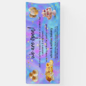 ミント&金ゴールドウィスクベーカリービジネスリオープパープル 横断幕 (縦)