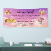 ミント&金ゴールドウィスクベーカリービジネスリオープパープル 横断幕 (トレードショー)