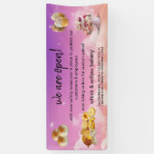 ミント&金ゴールドウィスクベーカリービジネスリオープパープル 横断幕 (縦)