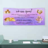 ミント&金ゴールドウィスクベーカリービジネスリオープパープル 横断幕 (トレードショー)