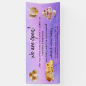 ミント&金ゴールドウィスクベーカリービジネスリオープパープル 横断幕 (縦)