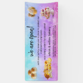 ミント&金ゴールドウィスクベーカリービジネスリオープパープル 横断幕 (縦)