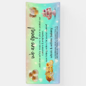 ミント&金ゴールドウィスクベーカリービジネスリオープンググリーン 横断幕 (縦)