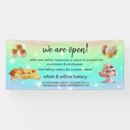 ミント&金ゴールドウィスクベーカリービジネスリオープンググリーン 横断幕