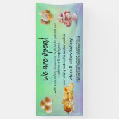 ミント&金ゴールドウィスクベーカリービジネスリオープンググリーン 横断幕 (縦)