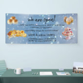 ミント&金ゴールドウィスクベーカリービジネスリオープンググレー 横断幕 (トレードショー)