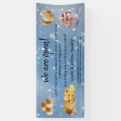 ミント&金ゴールドウィスクベーカリービジネスリオープンググレー 横断幕 (縦)