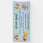 ミント&金ゴールドウィスクベーカリービジネスリオープングブルー 横断幕 (縦)