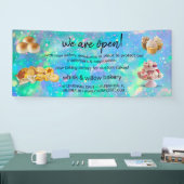 ミント&金ゴールドウィスクベーカリービジネスリオープングブルー 横断幕 (トレードショー)