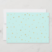 ミント&金ゴールドグリッターケーキ写真1st誕生日 招待状 (裏面)