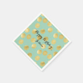 ミント&金ゴールドグリッツドット誕生日 スタンダードカクテルナプキン (角)