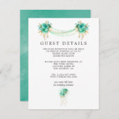 ミント&金ゴールドフローラライツ結婚ズゲスト詳細 エンクロージャーカード (正面/裏面)
