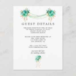 ミント&金ゴールドフローラライツ結婚ズゲスト詳細 エンクロージャーカード