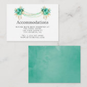 ミント&金ゴールドフローララ結婚イトの宿泊施設 エンクロージャーカード (正面/裏面)