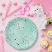 ミント&金ゴールド大理石テラゾデザイン紙吹雪 ペーパープレート (パーティー)