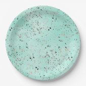 ミント&金ゴールド大理石テラゾデザイン紙吹雪 ペーパープレート (正面)