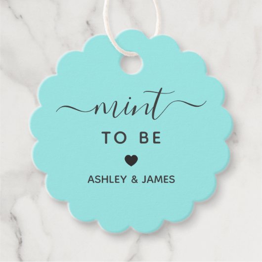 ミントBe結婚式の引き出物またはブライダルシャワーギフトラベル フェイバータグ (正面)