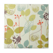 ミントnオリーブ自然パターン（の模様が）あるセラミックタイル タイル (正面)