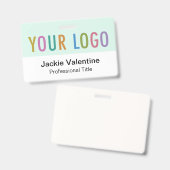 ミントPVC名バッジ横ロゴ作業IDラベル バッジ (正面＆裏面)