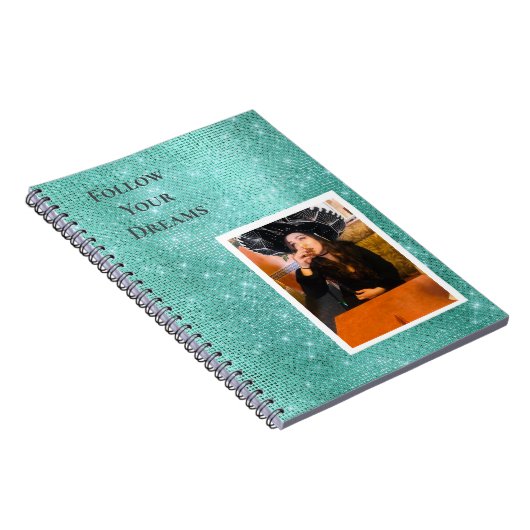 ミントSparkleあなたの写真パーソナライズされた引用文 ノートブック (右側)
