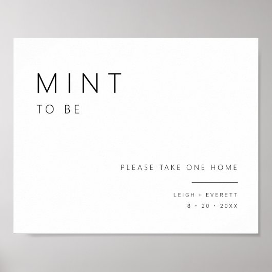 ミントTo Be結婚式の引き出物ミニマルテーブル記号Decor ポスター (正面)