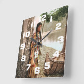 ミンネハハ1897先住民アメリカンヒアワタヴィンテージ スクエア壁時計 (傾斜)